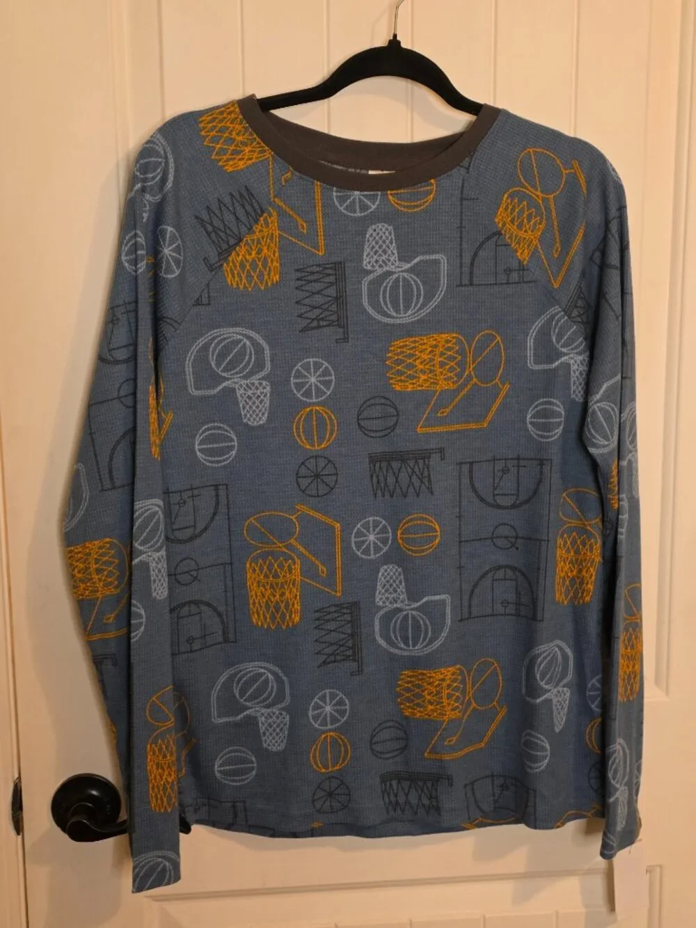Nordstrom Boys Pajama Shirt Only Basketball Print Waffle Knit XL Sleep Top